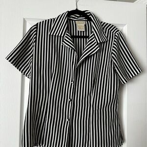 Christie & Jill Black and White Striped Button-Up Shirt